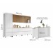Cozinha Completa Rainha Gourmet 12 Portas 12 Gavetas com Ilha Ripado 100% Mdf Branco/Nature - Nesher