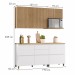 Cozinha Compacta Rainha 5 Portas 5 Gavetas Ripado 100% Mdf Branco/Nature - Nesher