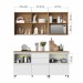 Cozinha Compacta Rainha 5 Portas 5 Gavetas Ripado 100% Mdf Branco/Nature - Nesher