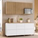 Cozinha Compacta Rainha 5 Portas 5 Gavetas Ripado 100% Mdf Branco/Nature - Nesher