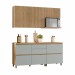 Cozinha Compacta Rainha 5 Portas 5 Gavetas Ripado 100% Mdf Nature/Verde - Nesher