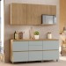 Cozinha Compacta Rainha 5 Portas 5 Gavetas Ripado 100% Mdf Nature/Verde - Nesher