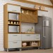 Cozinha Completa Princesa 5 Portas 3 Gavetas Ripado 100% Mdf Freijó/Off White - Nesher