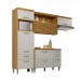 Cozinha Compacta Princesa 6 Portas 6 Gavetas Ripado 100% Mdf Freijó/Off White - Nesher