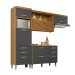 Cozinha Compacta Princesa 6 Portas 6 Gavetas Ripado 100% Mdf Freijó/Grafite - Nesher