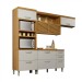 Cozinha Completa Princesa 5 Portas 5 Gavetas Ripado 100% Mdf Freijó/Off White - Nesher