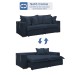 Sofá Cama 3 Lugares Arizona Retrátil 20735 Veludo Azul  - Celflex