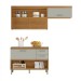 Cozinha Compacta Princesa 3 Portas 2 Gavetas Ripado 100% Mdf Freijó/Off White - Nesher