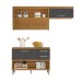 Cozinha Compacta Princesa 3 Portas 2 Gavetas Ripado 100% Mdf Freijó/Grafite - Nesher