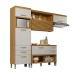 Cozinha Compacta Princesa 4 Portas 5 Gavetas Ripado 100% Mdf Freijó/Off White - Nesher