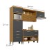 Cozinha Compacta Princesa 4 Portas 5 Gavetas Ripado 100% Mdf Freijó/Grafite - Nesher