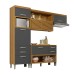 Cozinha Compacta Princesa 4 Portas 5 Gavetas Ripado 100% Mdf Freijó/Grafite - Nesher