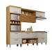 Cozinha Completa Princesa 5 Portas 4 Gavetas Ripado 100% Mdf Freijó/Off White - Nesher