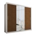 Guarda-Roupa Casal Hamburgo 3 Portas 4 Gavetas com Espelho Branco /Cinamomo - Panorama Móveis