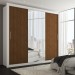 Guarda-Roupa Casal Hamburgo 3 Portas 4 Gavetas com Espelho Branco /Cinamomo - Panorama Móveis