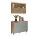 Cozinha Compacta Marquesa 2 Portas 3 Gavetas Ripado 100% Mdf Nature/Verde - Nesher