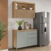 Cozinha Compacta Marquesa 2 Portas 3 Gavetas Ripado 100% Mdf Nature/Verde - Nesher