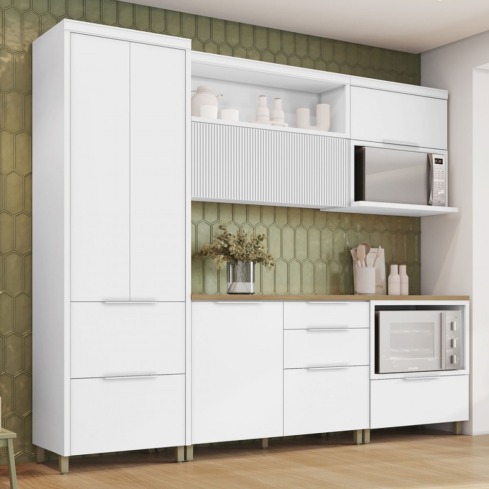 Cozinha Completa Marquesa 5 Portas 6 Gavetas 100% Mdf Branco - Nesher