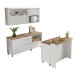 Cozinha Compacta Marquesa 4 Portas 7 Gavetas com Ilha Ripado 100% Mdf Branco - Nesher