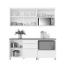 Cozinha Compacta Marquesa 4 Portas 7 Gavetas com Ilha Ripado 100% Mdf Branco - Nesher