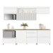 Cozinha Completa Marquesa 5 Portas 5 Gavetas Ripado 100% Mdf Branco - Nesher