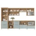 Cozinha Completa Marquesa 7 Portas 7 Gavetas Ripado 100% Mdf Nature/Verde - Nesher