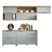 Cozinha Compacta Marquesa 5 Portas 4 Gavetas Ripado 100% Mdf Nature/Verde - Nesher