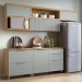 Cozinha Compacta Marquesa 5 Portas 4 Gavetas Ripado 100% Mdf Nature/Verde - Nesher