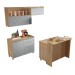 Cozinha Compacta Marquesa Gourmet com Ilha 4 Portas 6 Gavetas Ripado 100% Mdf Nature/Verde - Nesher