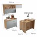 Cozinha Compacta Marquesa Gourmet com Ilha 4 Portas 6 Gavetas Ripado 100% Mdf Nature/Verde - Nesher