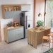 Cozinha Compacta Marquesa Gourmet com Ilha 4 Portas 6 Gavetas Ripado 100% Mdf Nature/Verde - Nesher