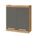 Armário Aéreo Cozinha 80 Cm Burguesa Premium 2 Portas 100% Mdf Amadeirado Freijó/Grafite - Nesher