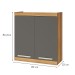 Armário Aéreo Cozinha 80 Cm Burguesa Premium 2 Portas 100% Mdf Amadeirado Freijó/Grafite - Nesher