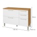 Balcão de Cozinha Burguesa Premium 2 Portas 3 Gavetas 100% Mdf Amadeirado Freijó/Branco - Nesher