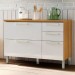 Balcão de Cozinha Burguesa Premium 2 Portas 3 Gavetas 100% Mdf Amadeirado Freijó/Branco - Nesher