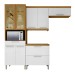 Cozinha Compacta Burguesa 8 Portas 2 Gavetas com Vidro 100% Mdf Freijó/Branco - Nesher