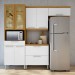 Cozinha Compacta Burguesa 8 Portas 2 Gavetas com Vidro 100% Mdf Freijó/Branco - Nesher