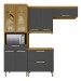Cozinha Compacta Burguesa 8 Portas 2 Gavetas com Vidro 100% Mdf Freijó/Grafite - Nesher