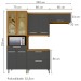 Cozinha Compacta Burguesa 8 Portas 2 Gavetas com Vidro 100% Mdf Freijó/Grafite - Nesher