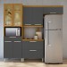Cozinha Compacta Burguesa 8 Portas 2 Gavetas com Vidro 100% Mdf Freijó/Grafite - Nesher