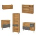 Cozinha Completa Burguesa Premium 10 Portas 5 Gavetas com Vidro 100% Mdf Freijó/Grafite - Nesher