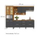 Cozinha Completa Burguesa Premium 10 Portas 5 Gavetas com Vidro 100% Mdf Freijó/Grafite - Nesher