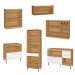 Cozinha Completa Burguesa Premium 12 Portas 5 Gavetas com Vidro 100% Mdf Freijó/Branco - Nesher