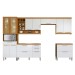 Cozinha Completa Burguesa Premium 12 Portas 5 Gavetas com Vidro 100% Mdf Freijó/Branco - Nesher