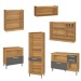 Cozinha Completa Burguesa Premium 12 Portas 5 Gavetas com Vidro 100% Mdf Freijó/Grafite - Nesher