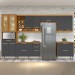 Cozinha Completa Burguesa Premium 12 Portas 5 Gavetas com Vidro 100% Mdf Freijó/Grafite - Nesher