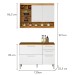 Cozinha Compacta Burguesa Premium 4 Portas 3 Gavetas 100% Mdf Amadeirado Freijó/Branco - Nesher