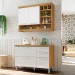 Cozinha Compacta Burguesa Premium 4 Portas 3 Gavetas 100% Mdf Amadeirado Freijó/Branco - Nesher