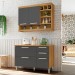 Cozinha Compacta Burguesa Premium 4 Portas 3 Gavetas 100% Mdf  Amadeirado Freijó/Grafite - Nesher