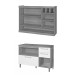 Cozinha Compacta Burguesa Premium 4 Portas 3 Gavetas 100% Mdf  Amadeirado Freijó/Grafite - Nesher